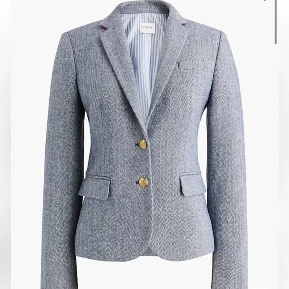 J. Crew Factory Herringbone Wool Blend Schoolboy Blazer - Size 0 (NWOT)